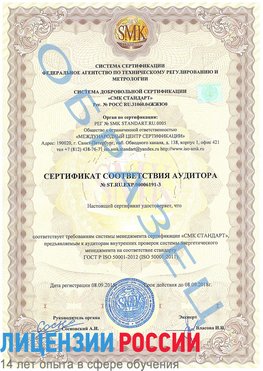 Образец сертификата соответствия аудитора №ST.RU.EXP.00006191-3 Апатиты Сертификат ISO 50001
